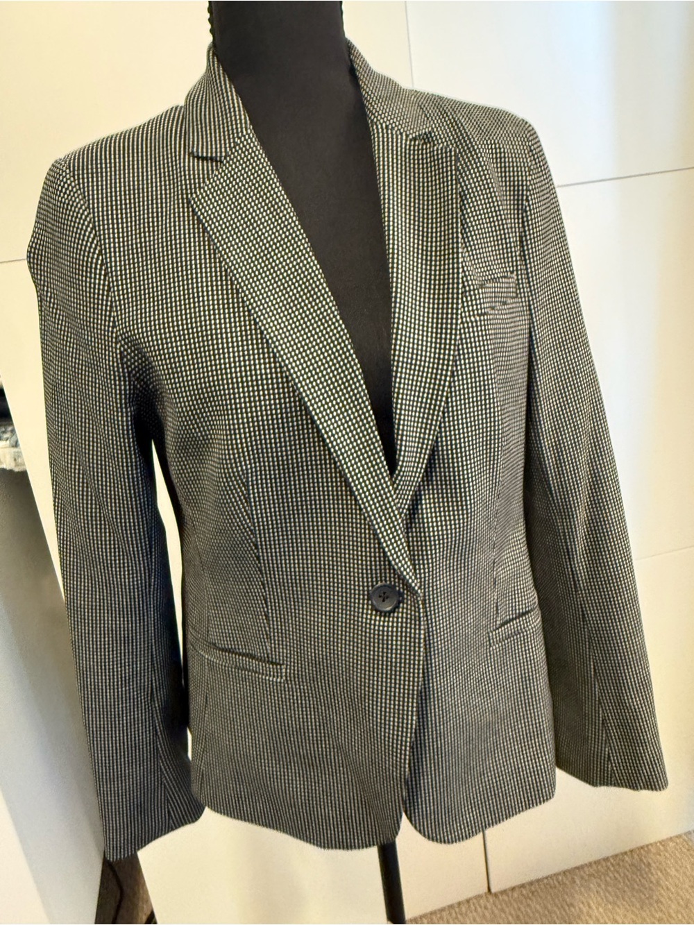 Banana Republic Black and White Mini Check Blazer, Size 10P